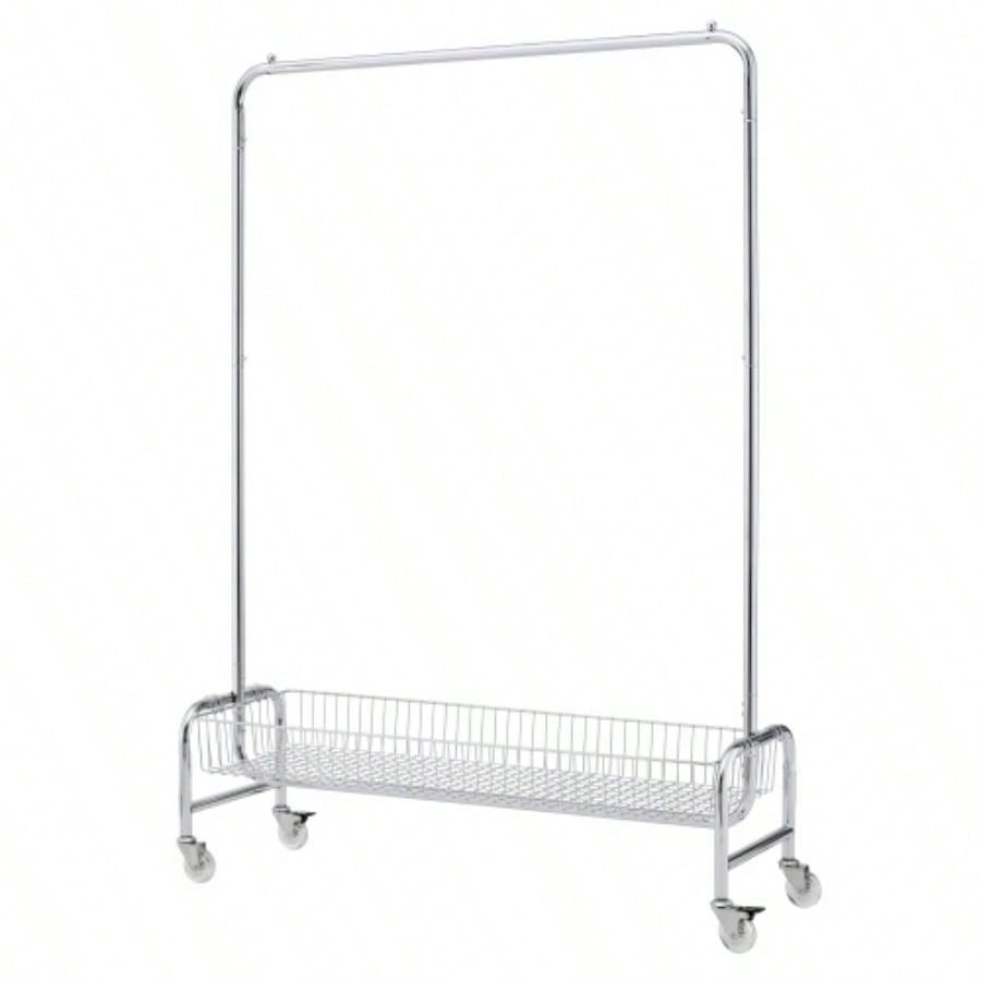 Garment Rack with Basket on Wheels Rolling Clothes Rack Hanging Clothes Heavy Duty Garment Rack, 2 pcs in one carton