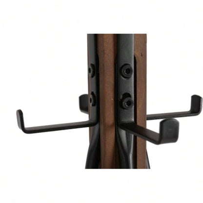 Reclaimed Wood and Metal Freestanding Coat Rack with Hooks use in bedroom, living room