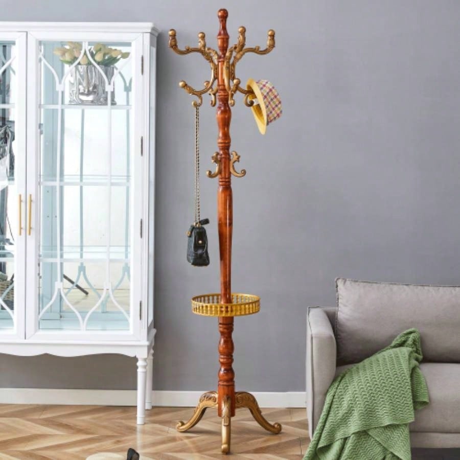 Main Stainless Steel Spray Painted Hanger, Modern Silver Stainless Steel Coat Rack, Solid Wood Reinforcement At Bracket, 72 Inch Raised Design With Detachable Bracket Gold Optional