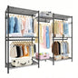 Heavy Duty Garment Rack, Freestanding Closet Organizer, Portable Wardrobe Clothes Rack, Adjustable Wire Shelving Clothes Rack with 8 Adjustable Wire Shelves and 5 Clothes Rails, Black