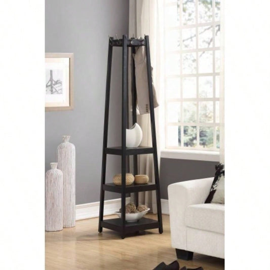 Vassen Coat Rack/ 3 - Tier Storage Shelves in Black