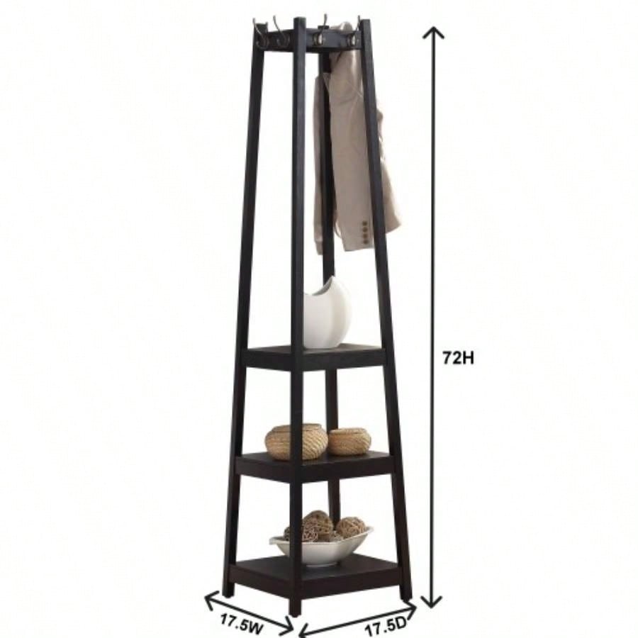 Vassen Coat Rack/ 3 - Tier Storage Shelves in Black