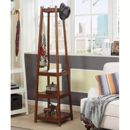 Vassen Coat Rack/ 3 - Tier Storage Shelves in Black