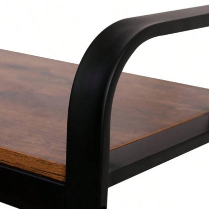 Coat Rack, Hall Tree with Shoe Entryway, Entryway with Coat Rack, 4 - in - 1, with 9 Removable Hooks, a Hanging Rod, 15x 28x 71 Inches, Rustic Brown and Black