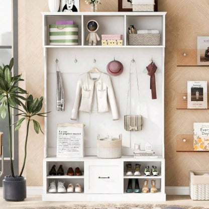 U - Can 43.3 Entryway with Coat Rack, 3 - in - 1 Design and Adjustable Shelves, Hall Tree with Hooks Entrance, Living Room