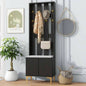 ON - TREND Elegant Standing Hall Tree Set of 2, Multifunctional 3 - IN - 1 Entryway Coat Rack with Black Retro Handles, Seating with Storage Drawers Hallway, Living Room, Black, 31.470.8H