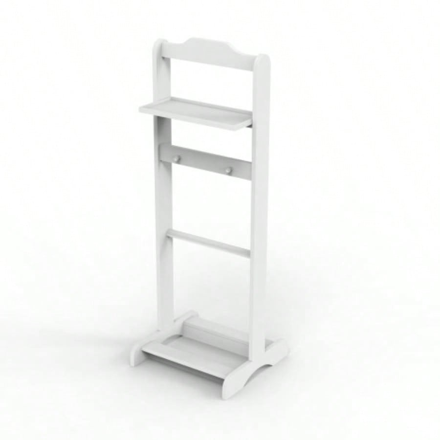 Accent Portable Garment Rack, Clothes Valet Stand with Storage Organizer, White