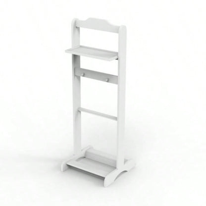Accent Portable Garment Rack, Clothes Valet Stand with Storage Organizer, White
