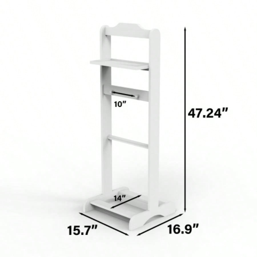 Accent Portable Garment Rack, Clothes Valet Stand with Storage Organizer, White