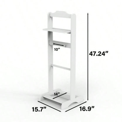 Accent Portable Garment Rack, Clothes Valet Stand with Storage Organizer, White