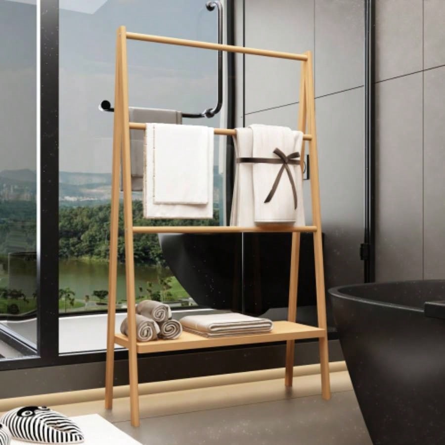 Ladder Towel Rack with Storage Shelf