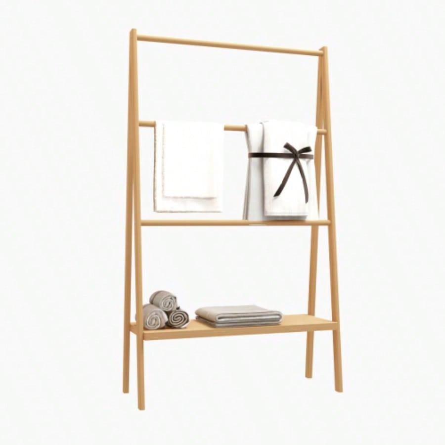 Ladder Towel Rack with Storage Shelf