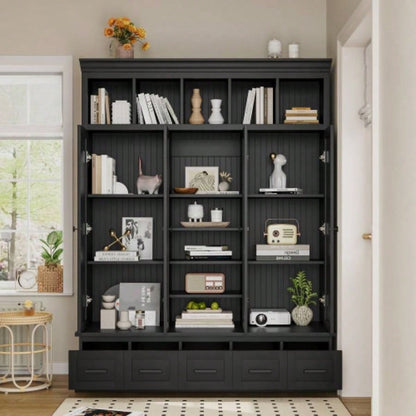 U - Can 78. H Hall Tree with and 5 Storage Cubbies, Modern Entryway Storage Organizer Cabinet with 4 Doors, 5 Drawers and Adjustable Shelves Hallway, Entryway, Living Room