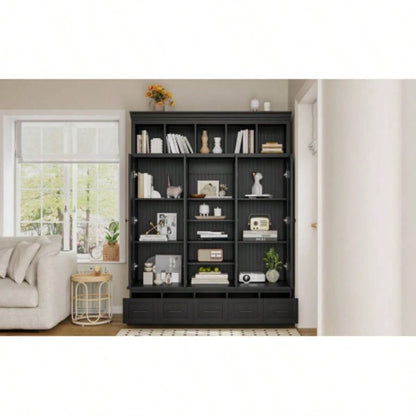 U - Can 78. H Hall Tree with and 5 Storage Cubbies, Modern Entryway Storage Organizer Cabinet with 4 Doors, 5 Drawers and Adjustable Shelves Hallway, Entryway, Living Room