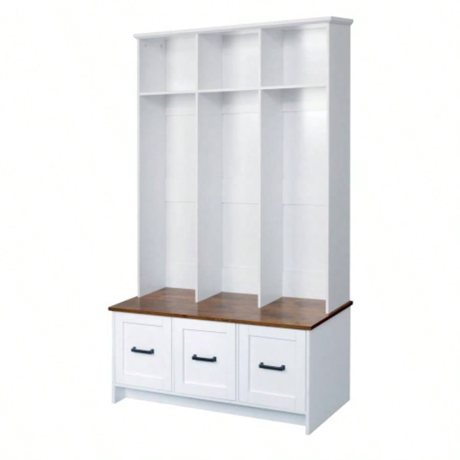 U - Can Modern Hall Tree with Entryway, 3 Shelves and Drawers, 40.2 Wide Hall Tree with Storage Hallway, Entryway, Living Room
