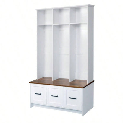 U - Can Modern Hall Tree with Entryway, 3 Shelves and Drawers, 40.2 Wide Hall Tree with Storage Hallway, Entryway, Living Room