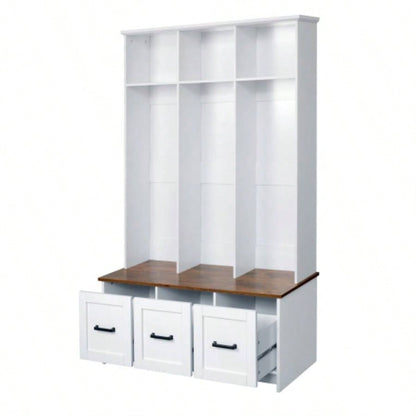 U - Can Modern Hall Tree with Entryway, 3 Shelves and Drawers, 40.2 Wide Hall Tree with Storage Hallway, Entryway, Living Room