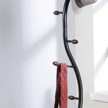 Arles Metal Black and Walnut Standing Coat Rack