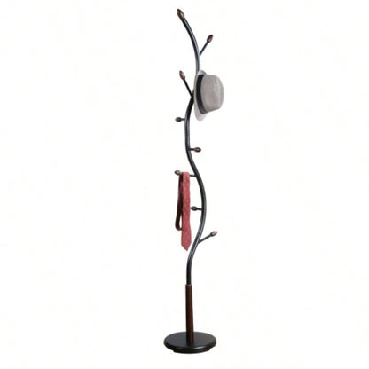 Arles Metal Black and Walnut Standing Coat Rack