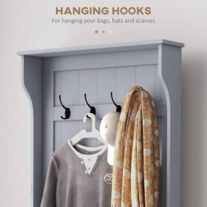 HOMCOM 28 3 - In - 1 Entryway Hall Tree with Storage, Coat Rack with Four Hooks and Shoe Storage, Gray