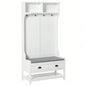 HOMCOM 3 - in - 1 Hall Tree, Entryway with Coat Rack, Mudroom with Shoe Rack, 2 Storage Drawers, 4 Hooks and Padded Cushions Hallway, White