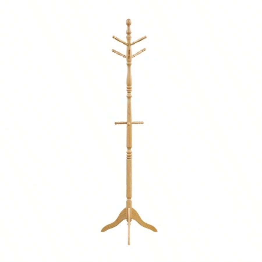 Natural Classic Coat Rack Solid Wood, 10 Hooks Coat Hanger Stand Entryway Home Furniture 1pc