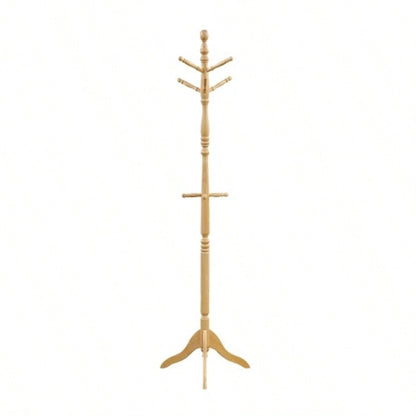 Natural Classic Coat Rack Solid Wood, 10 Hooks Coat Hanger Stand Entryway Home Furniture 1pc