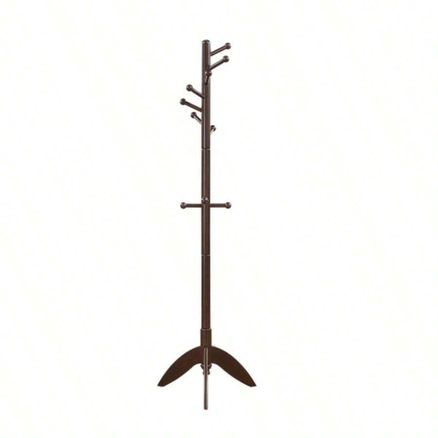 Dark Brown Coat Rack Solid Wood, 11 Hooks Coat Hanger Stand Entryway Home Furniture 1pc