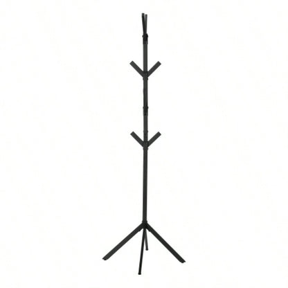 Coat Rack, Hall Tree, Standing, 8 Hooks, Entryway, 70h, Bedroom, Black Metal, Contemporary, Modern