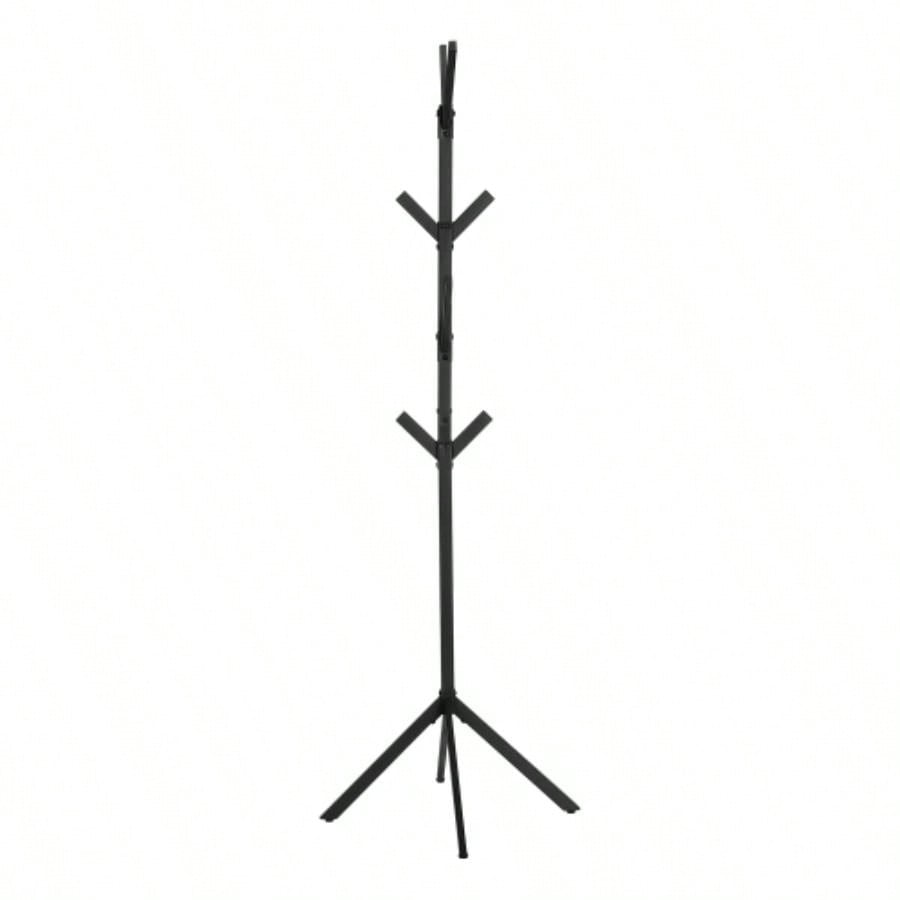 Coat Rack, Hall Tree, Standing, 8 Hooks, Entryway, 70h, Bedroom, Black Metal, Contemporary, Modern