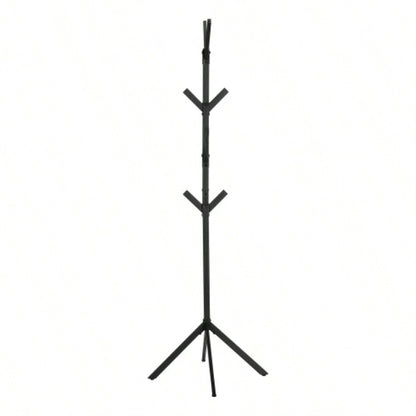 Coat Rack, Hall Tree, Standing, 8 Hooks, Entryway, 70h, Bedroom, Black Metal, Contemporary, Modern