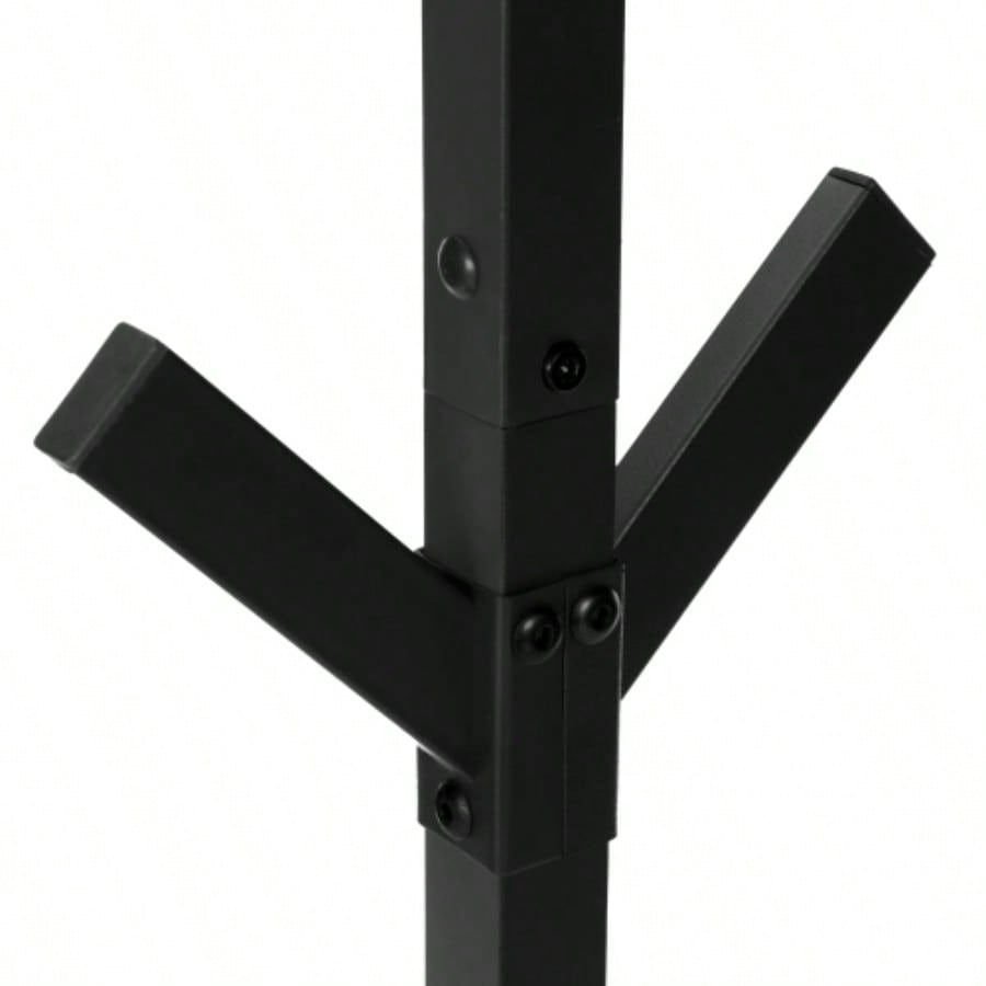 Coat Rack, Hall Tree, Standing, 8 Hooks, Entryway, 70h, Bedroom, Black Metal, Contemporary, Modern