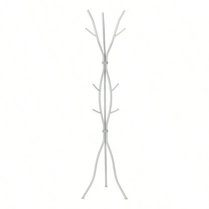 Coat Rack, Hall Tree, Standing, 11 Hooks, Entryway, 74h, Bedroom, Metal, Contemporary, Modern