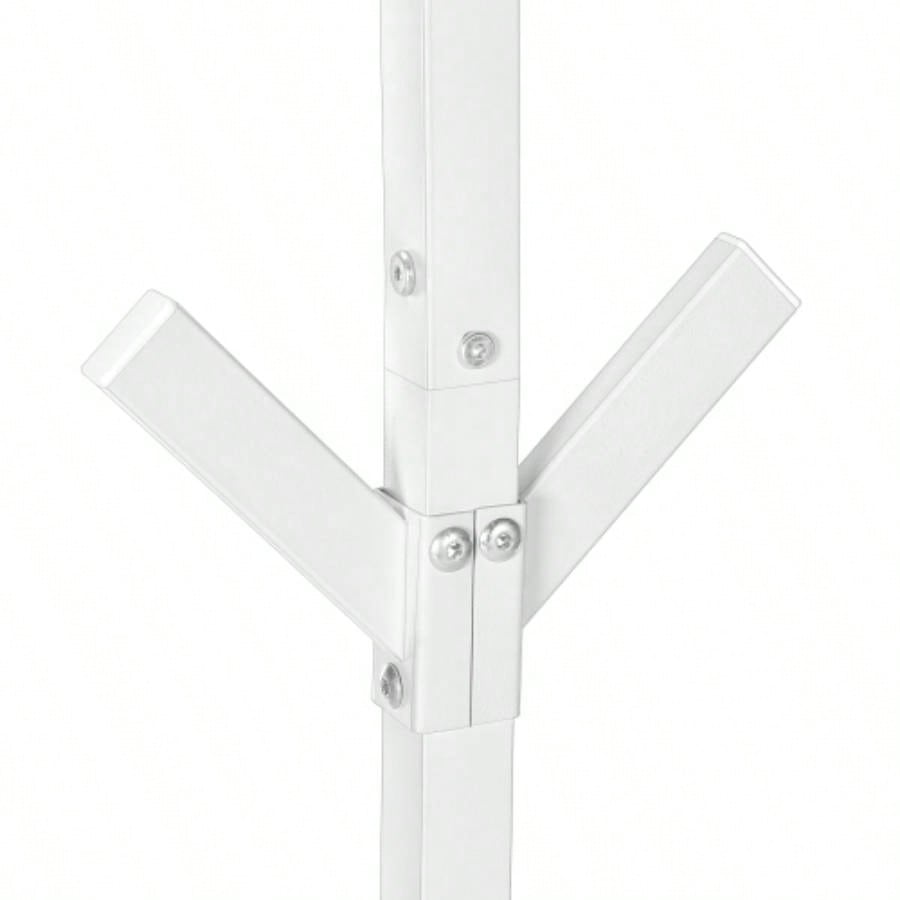Coat Rack, Hall Tree, Standing, 8 Hooks, Entryway, 70h, Bedroom, White Metal, Contemporary, Modern