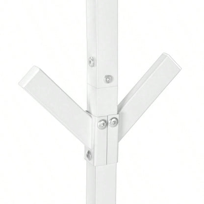Coat Rack, Hall Tree, Standing, 8 Hooks, Entryway, 70h, Bedroom, White Metal, Contemporary, Modern