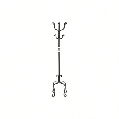 Coat Rack, Hall Tree, Standing, 8 Hooks, Entryway, 74h, Bedroom, Black Metal, Transitional