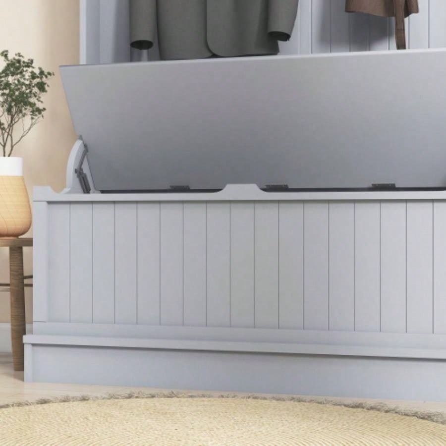 HOMCOM 38 3 - In - 1 Entryway Hall Tree with Storage, Coat Rack with Four Hooks and Shoe Storage, Gray
