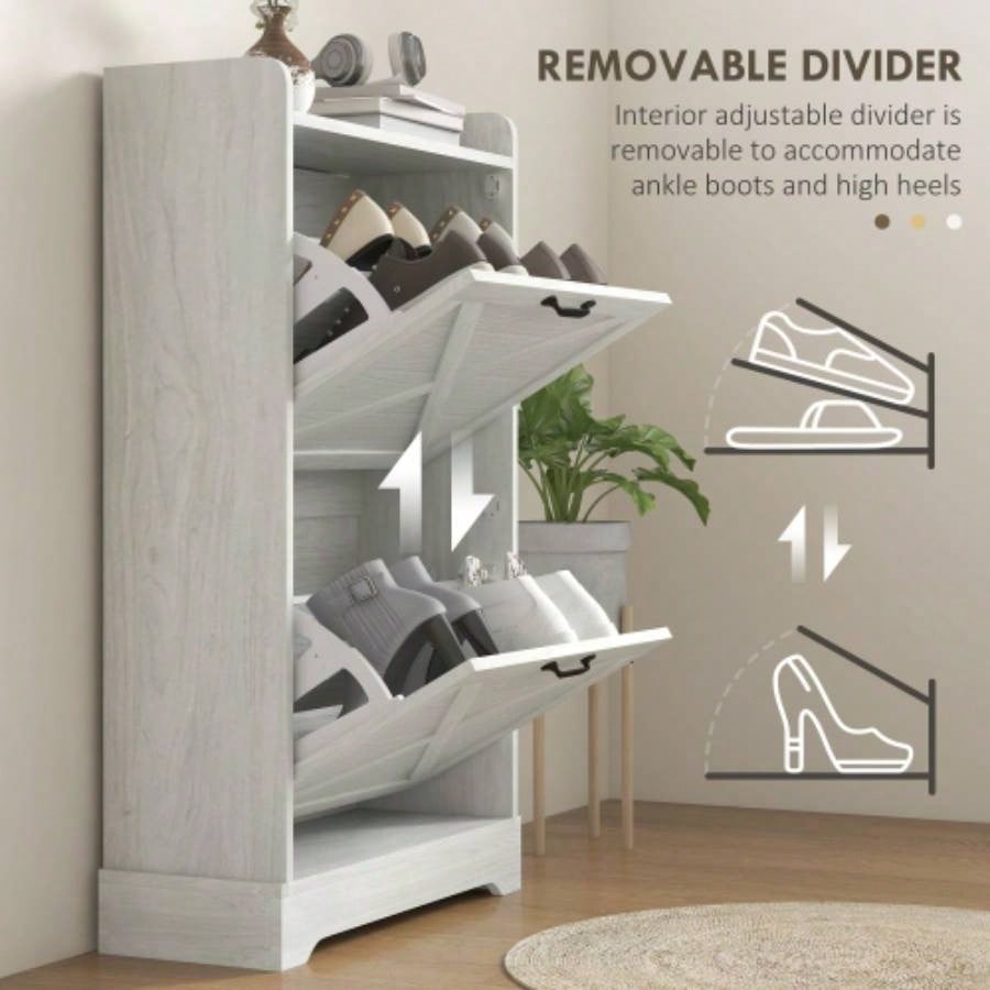 HOMCOM 38 3 - In - 1 Entryway Hall Tree with Storage, Coat Rack with Four Hooks and Shoe Storage, Gray