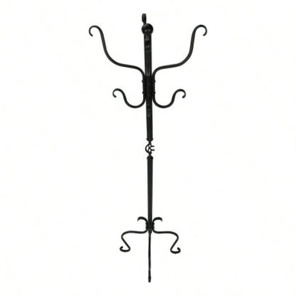 Coat Rack, Hall Tree, Standing, 8 Hooks, Entryway, 74h, Bedroom, Black Metal, Transitional