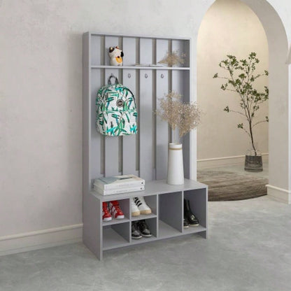 Hall Tree with Shelves, Smokey Gray