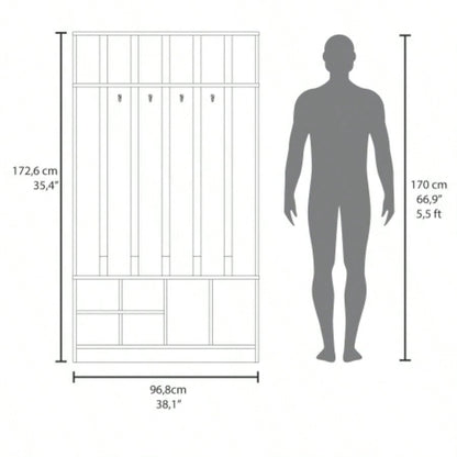 Hall Tree with Shelves, Smokey Gray