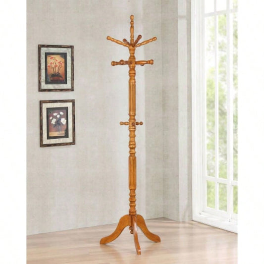 Cosman Golden Brown 11 - Hook Freestanding Coat Rack with Hanger