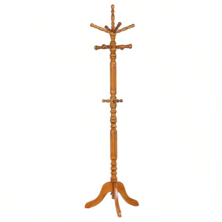 Cosman Golden Brown 11 - Hook Freestanding Coat Rack with Hanger