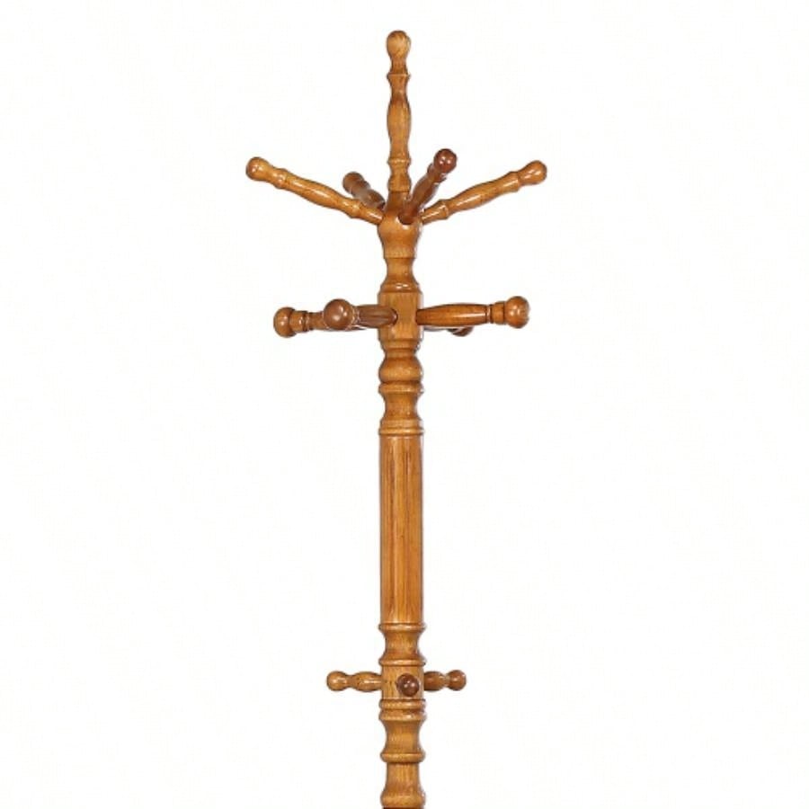 Cosman Golden Brown 11 - Hook Freestanding Coat Rack with Hanger