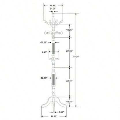 Cosman Golden Brown 11 - Hook Freestanding Coat Rack with Hanger
