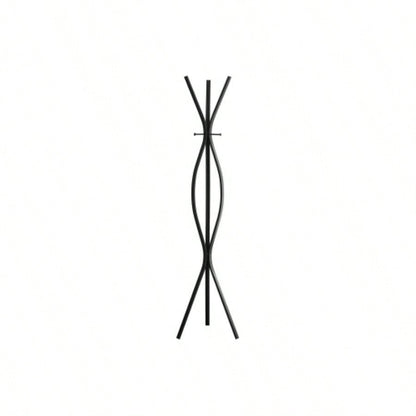 Coat Rack, Hall Tree, Standing, 3 Hooks, Entryway, 72h, Bedroom, Black Metal, Contemporary, Modern