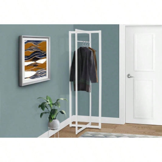 Coat Rack, Hall Tree, Standing, Hanging Bar, Entryway, 72h, Bedroom, White Metal, Contemporary, Modern