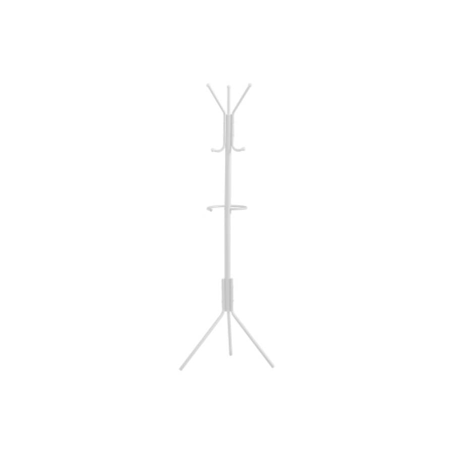 Coat Rack, Hall Tree, Standing, Hanging Bar, 6 Hooks, Entryway, 68h, Bedroom, White Metal, Contemporary, Modern