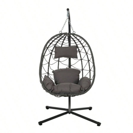 Chair with Stand Indoor Outdoor Swing Chair Patio Wicker Hanging Chair Hanging Basket Chair with Stand Bedroom Living Room Balcony