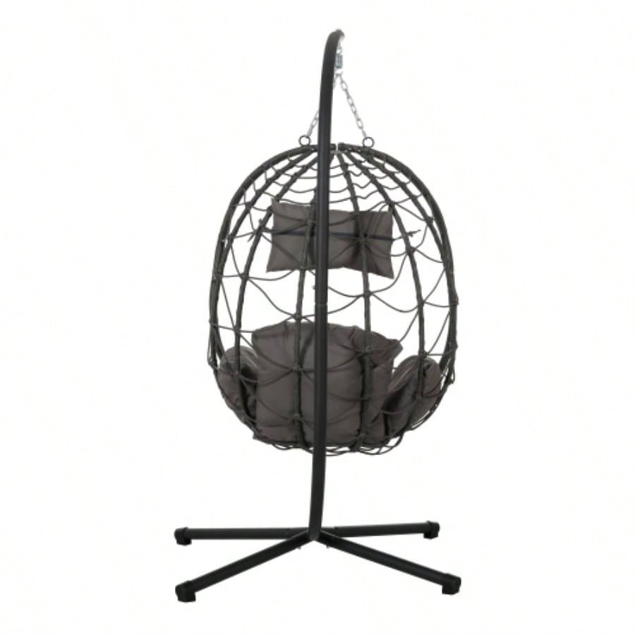 Chair with Stand Indoor Outdoor Swing Chair Patio Wicker Hanging Chair Hanging Basket Chair with Stand Bedroom Living Room Balcony